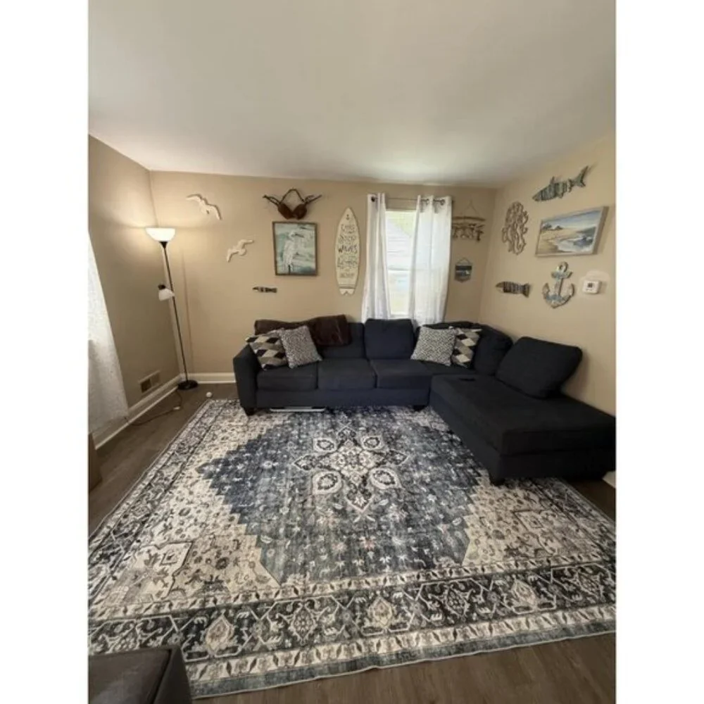 New 8x10 Washable Area Rug Vintage Non-Slip Large Carpet for Living Room Home